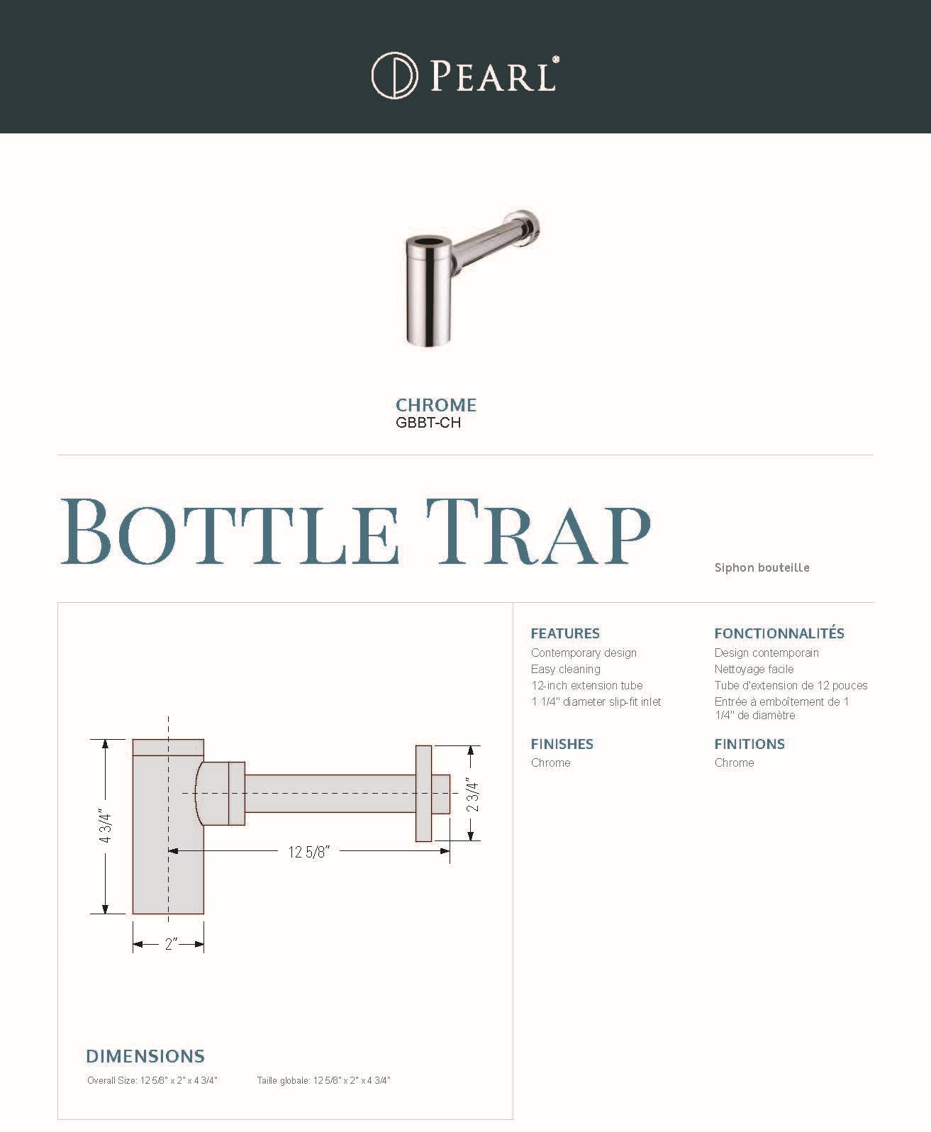 Bottle Trap in Chrome